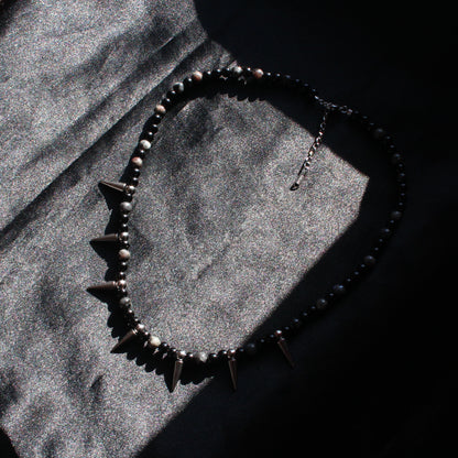 Handmade, Spikes & Thorns, Labradorite, Yooperlite, Beaded Necklace | Waterproof Stainless Steel