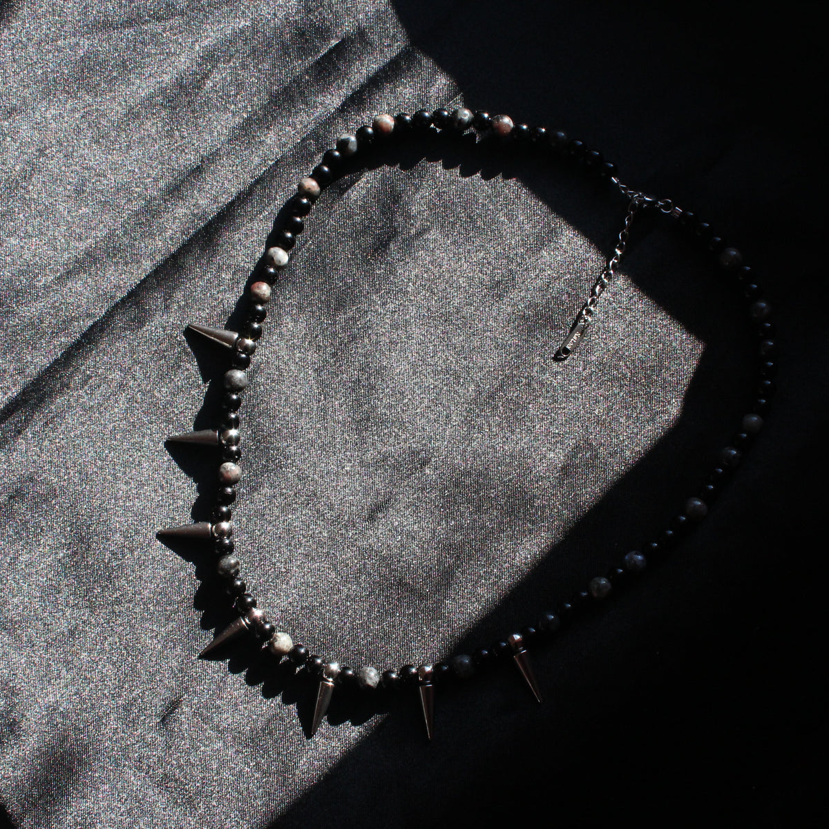 Handmade, Spikes & Thorns, Labradorite, Yooperlite, Beaded Necklace | Waterproof Stainless Steel