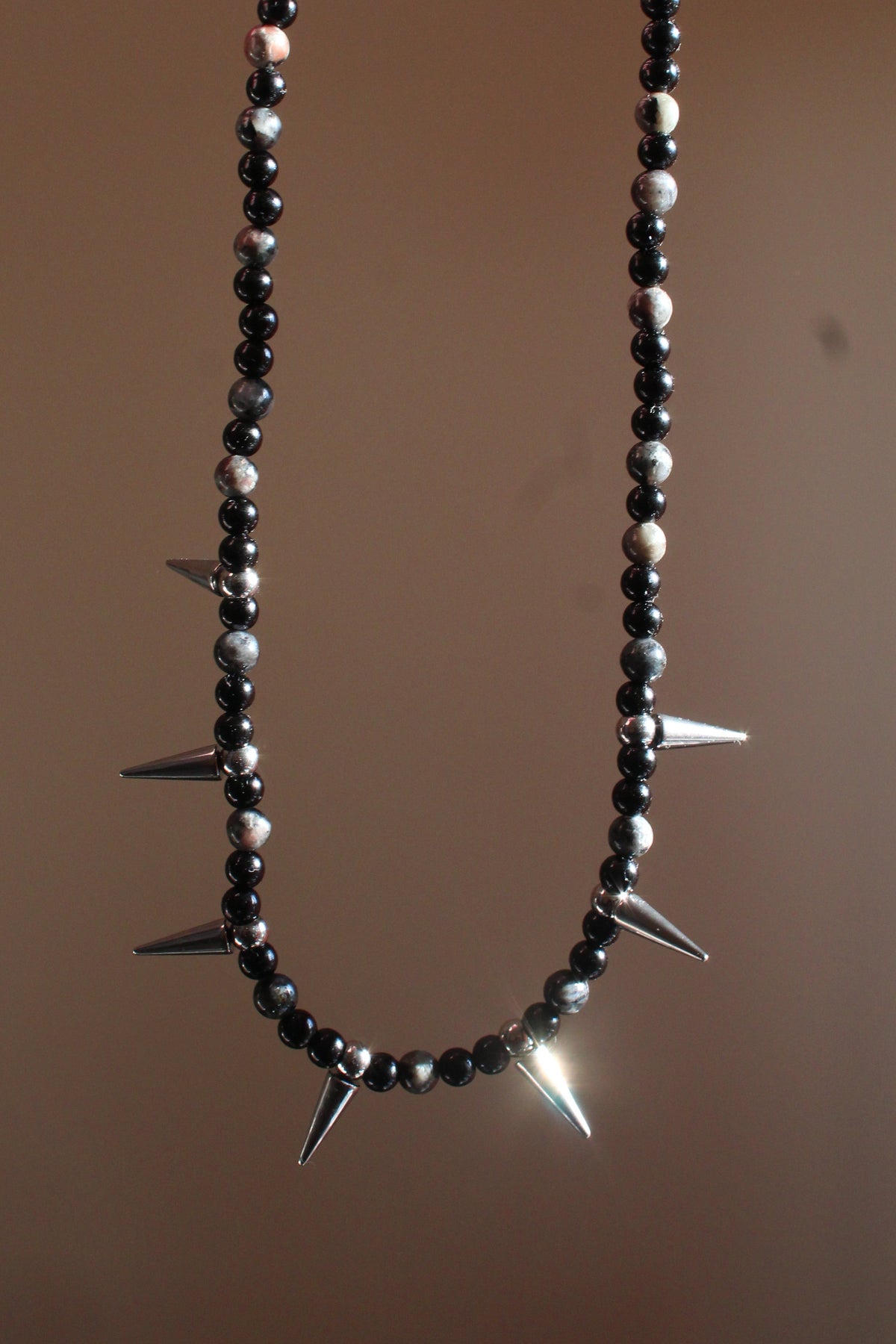 Handmade, Spikes & Thorns, Labradorite, Yooperlite, Beaded Necklace | Waterproof Stainless Steel