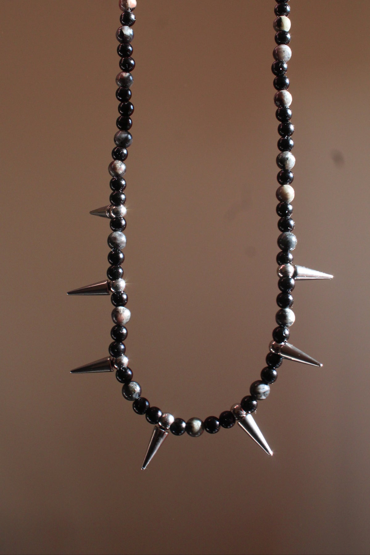 Handmade, Spikes & Thorns, Labradorite, Yooperlite, Beaded Necklace | Waterproof Stainless Steel