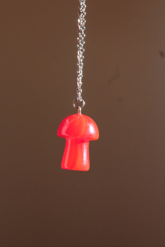 Handmade, Mushroom, Red, Necklace | Stainless Steel