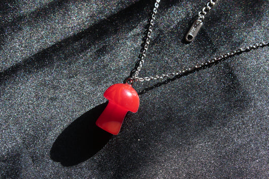 Handmade, Mushroom, Red, Necklace | Stainless Steel