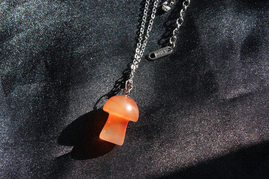 Handmade, Mushroom, Orange, Necklace | Stainless Steel