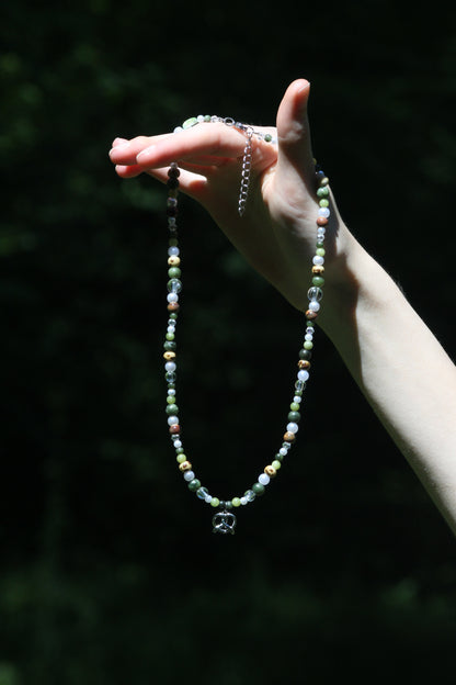 Handmade Forest Whisper Pretzel Beaded Necklace | Waterproof Stainless Steel