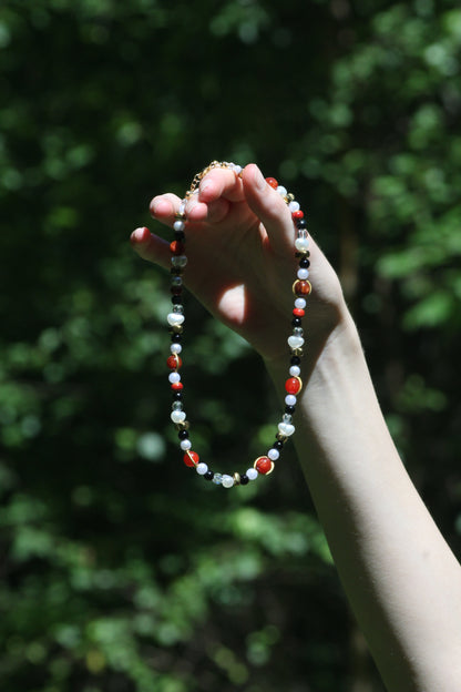 Handmade Ladybug Beaded Necklace | Waterproof Stainless Steel