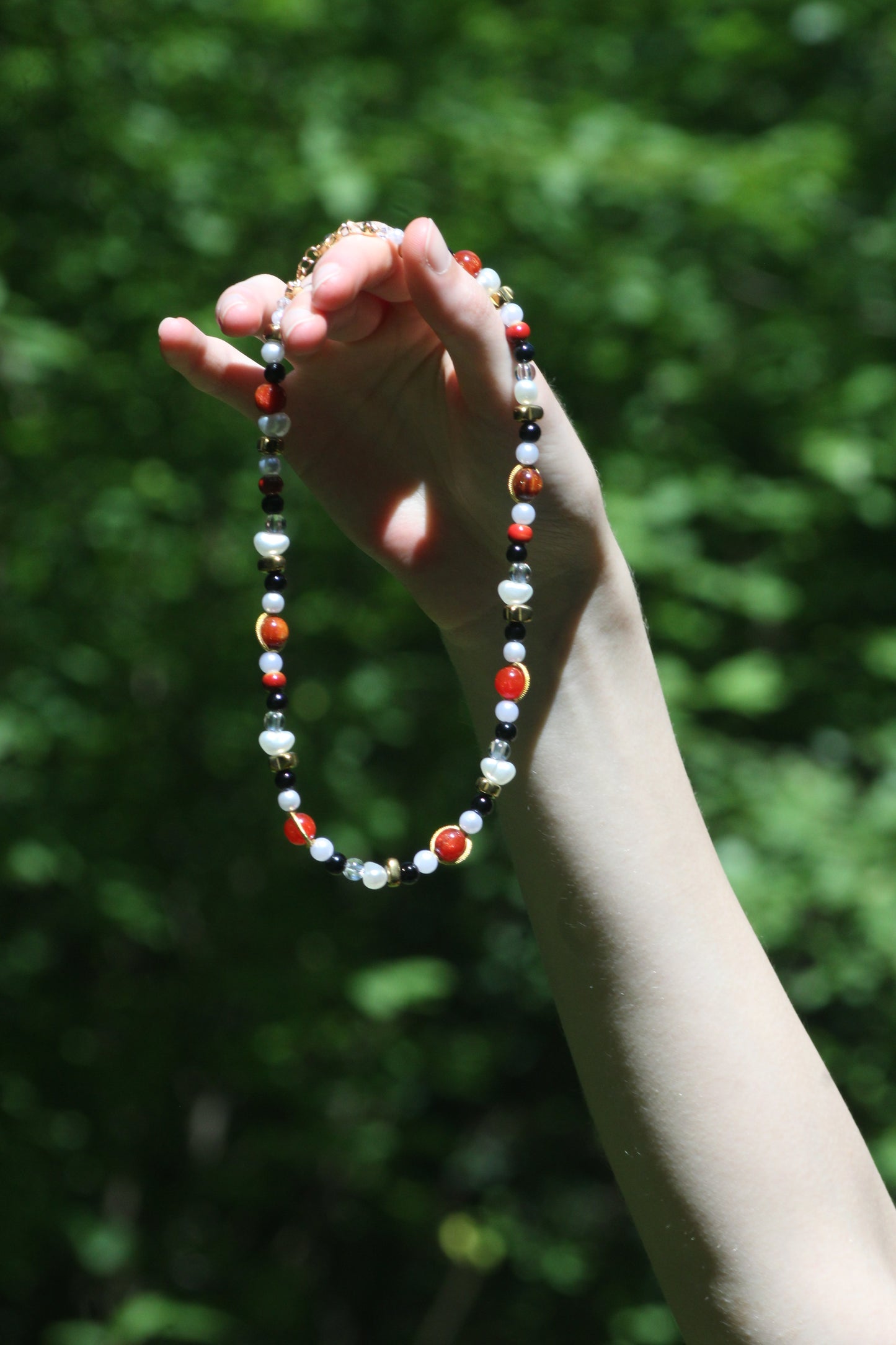 Handmade Ladybug Beaded Necklace | Waterproof Stainless Steel