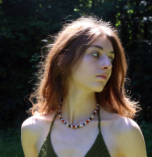 Handmade Ladybug Beaded Necklace | Waterproof Stainless Steel