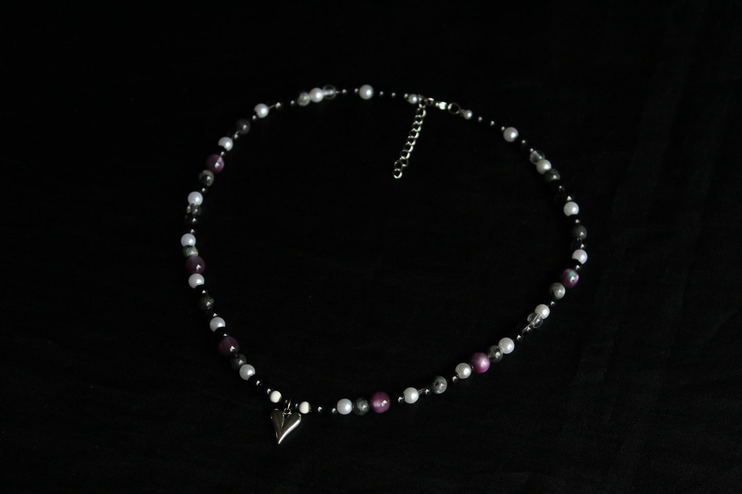 Handmade Violet Nocturne beaded necklace | Waterproof Stainless Steel
