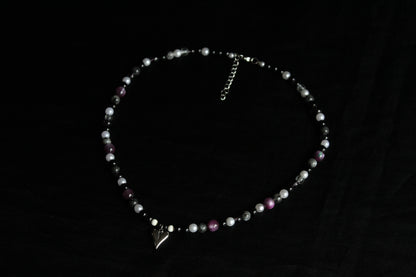 Handmade Violet Nocturne beaded necklace | Waterproof Stainless Steel