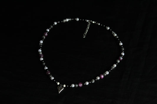 Handmade Violet Nocturne beaded necklace | Waterproof Stainless Steel