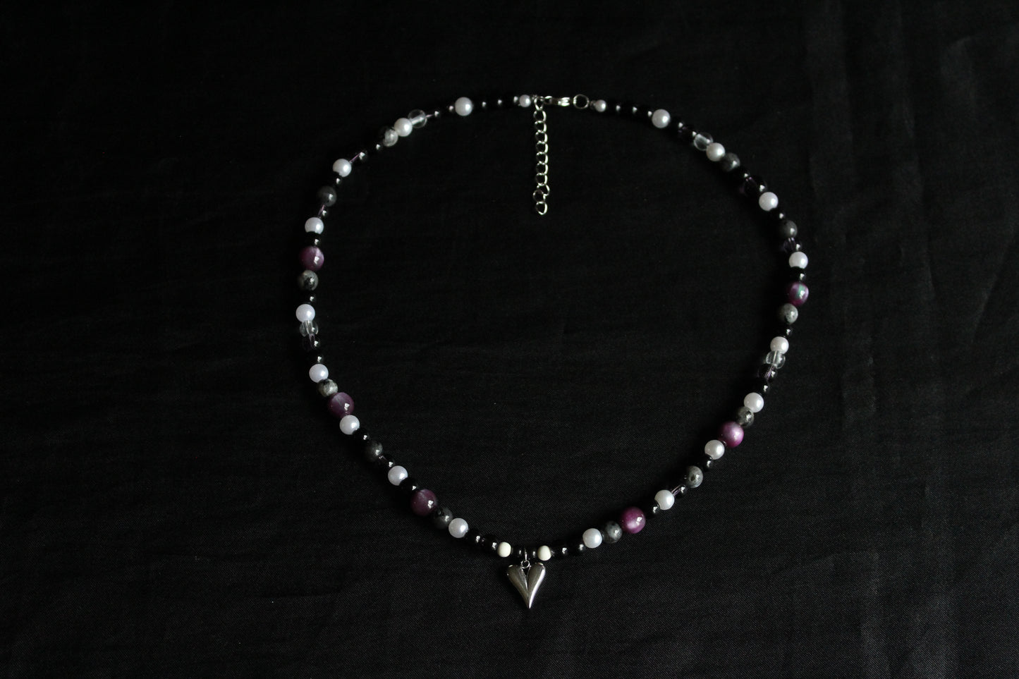 Handmade Violet Nocturne beaded necklace | Waterproof Stainless Steel