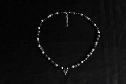 Handmade Violet Nocturne beaded necklace | Waterproof Stainless Steel