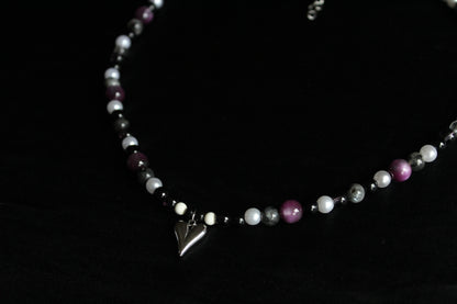 Handmade Violet Nocturne beaded necklace | Waterproof Stainless Steel