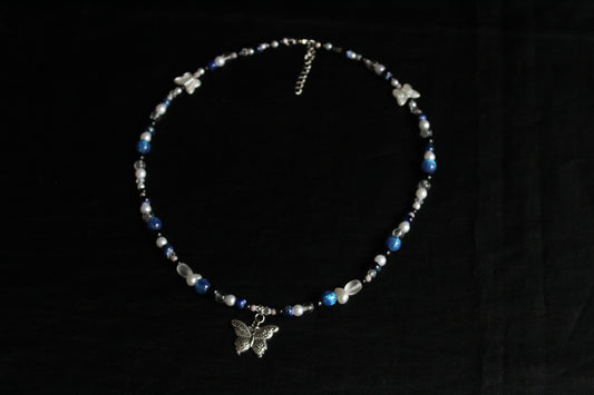 Handmade Moonlit Butterfly beaded necklace | Waterproof Stainless Steel