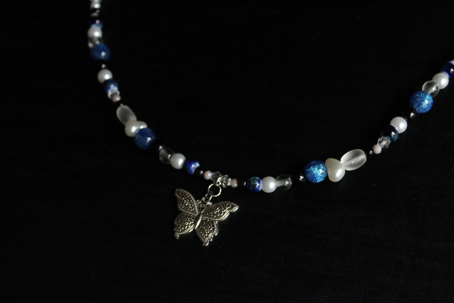 Handmade Moonlit Butterfly beaded necklace | Waterproof Stainless Steel