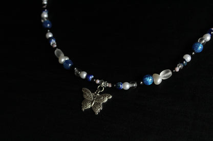 Handmade Moonlit Butterfly beaded necklace | Waterproof Stainless Steel