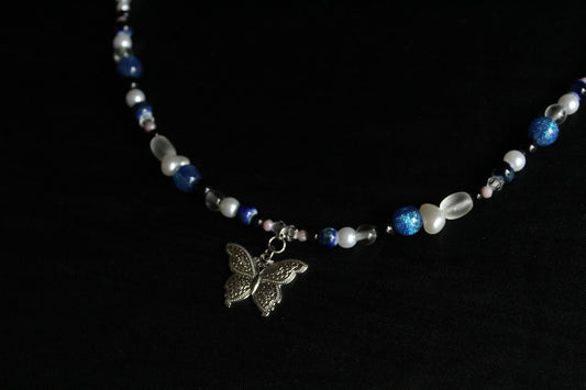 Handmade Moonlit Butterfly beaded necklace | Waterproof Stainless Steel