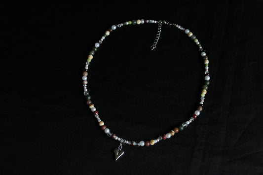 Handmade Heartwood Beaded Necklace | Waterproof Stainless Steel