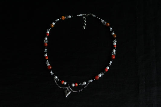Handmade Dark Rose Heart Beaded Necklace | Waterproof Stainless Steel