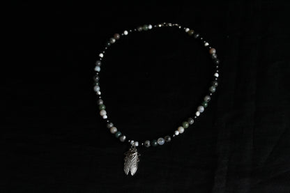Handmade Stone Cicada Beaded Necklace | Waterproof Stainless Steel