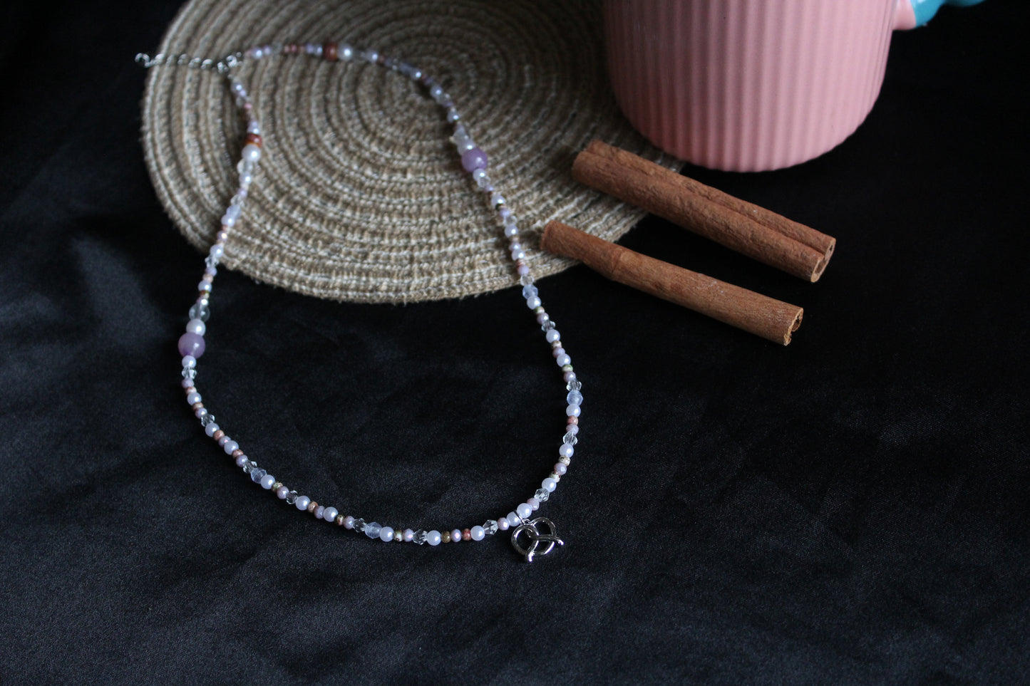Handmade Berry Pretzel Beaded Necklace | Waterproof Stainless Steel