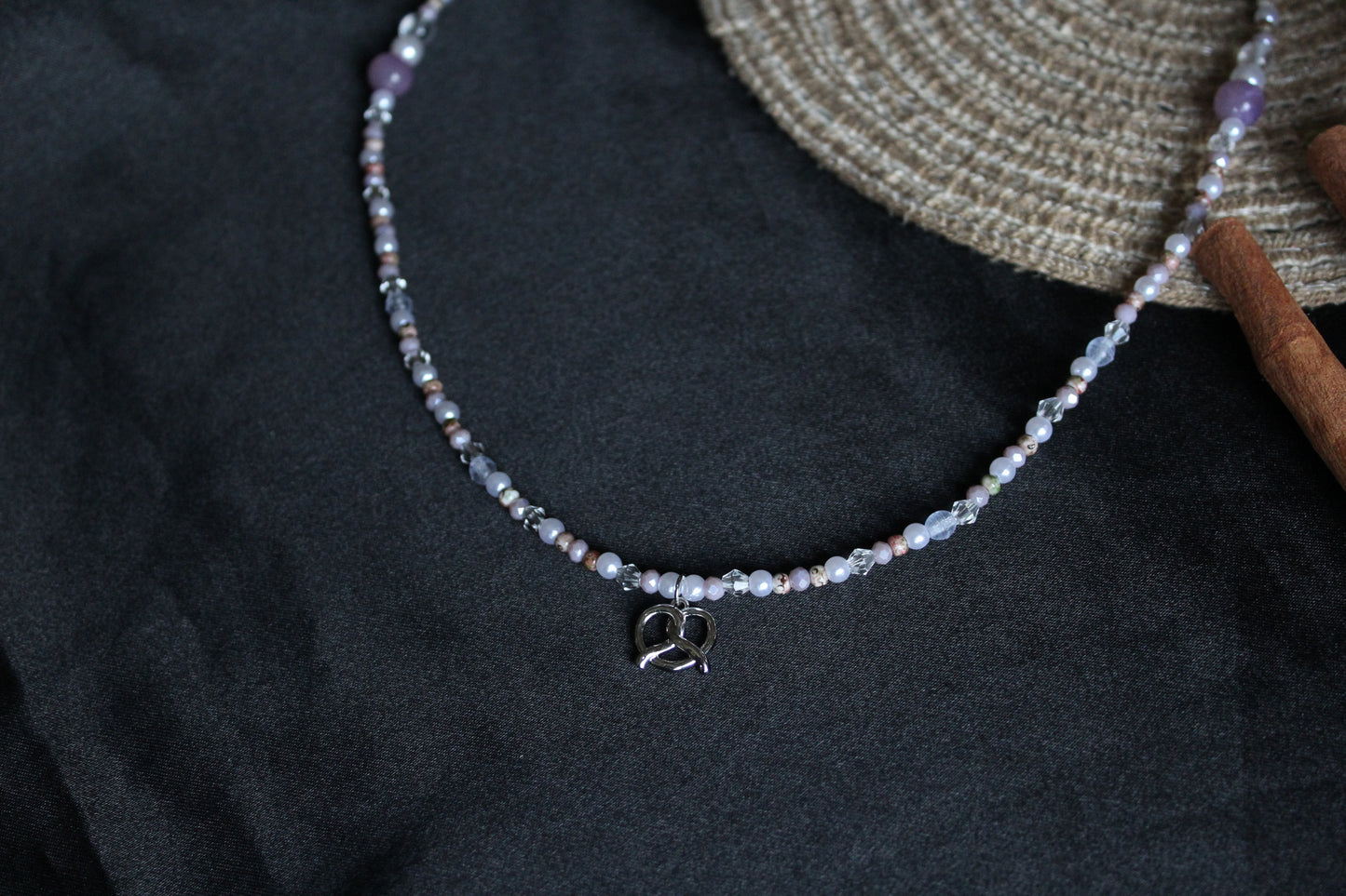 Handmade Berry Pretzel Beaded Necklace | Waterproof Stainless Steel