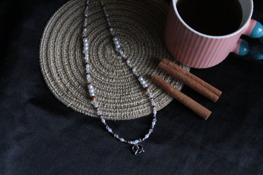 Handmade Cinnamon Pretzel Beaded Necklace | Waterproof Stainless Steel