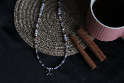 Handmade Cinnamon Pretzel Beaded Necklace | Waterproof Stainless Steel