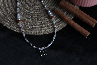 Handmade Cinnamon Pretzel Beaded Necklace | Waterproof Stainless Steel