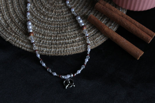 Handmade Cinnamon Pretzel Beaded Necklace | Waterproof Stainless Steel