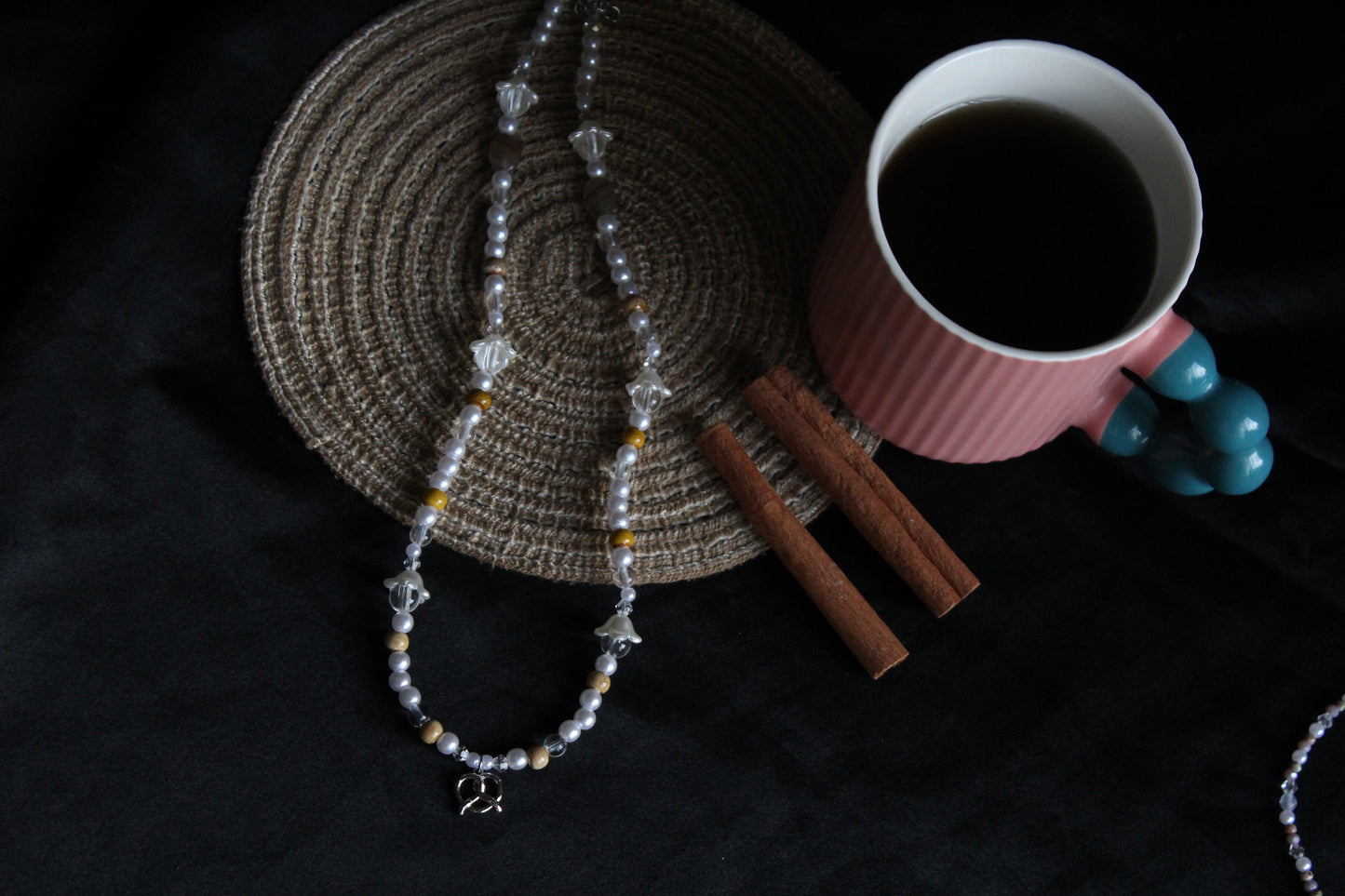 Handmade Buttercream Pretzel Beaded Necklace | Waterproof Stainless Steel