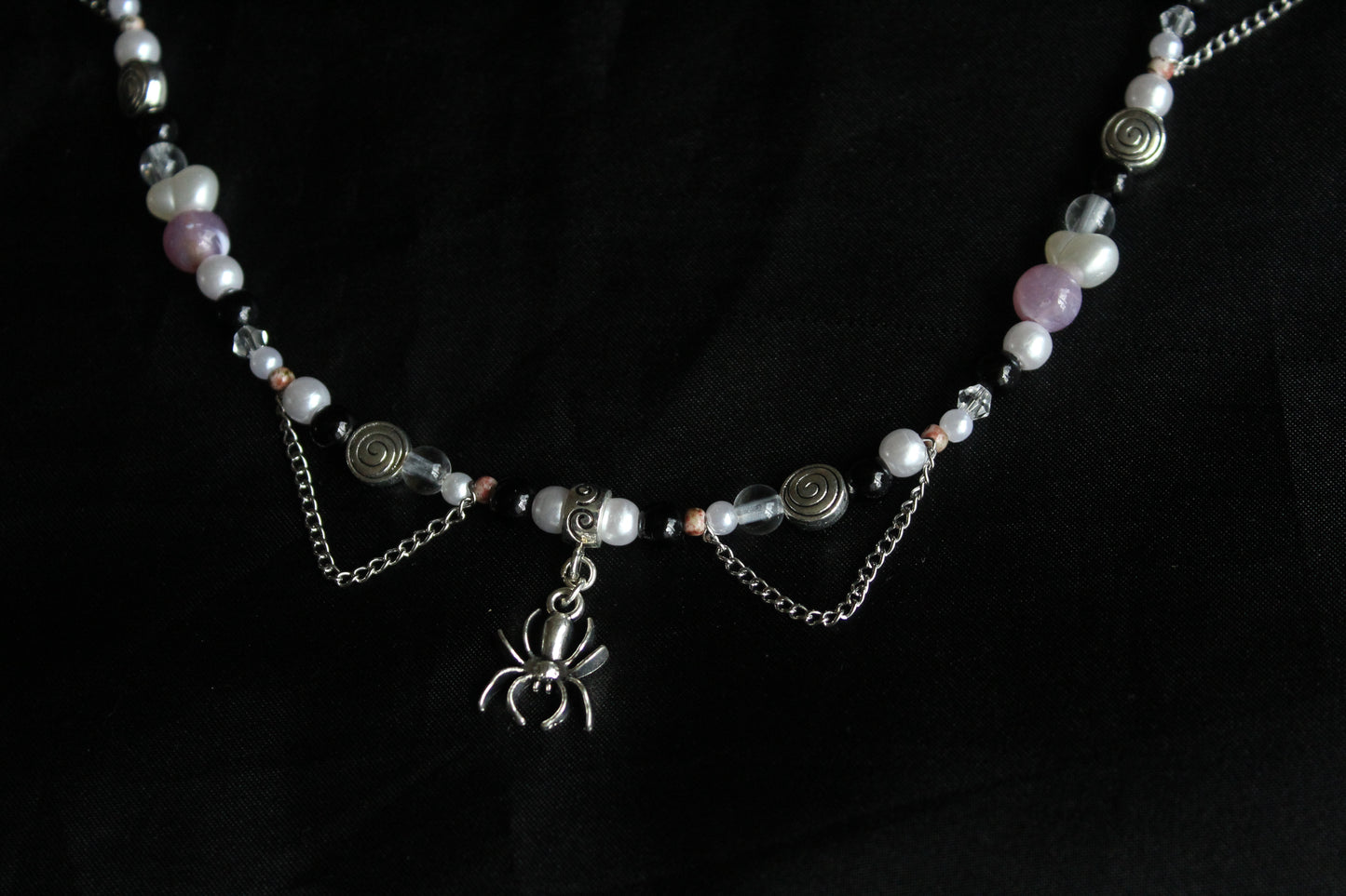 Handmade Purple Spider Chain Beaded Necklace | Waterproof Stainless Steel