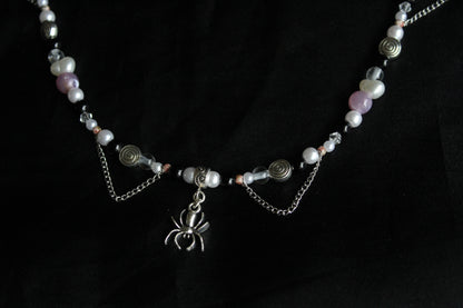 Handmade Purple Spider Chain Beaded Necklace | Waterproof Stainless Steel