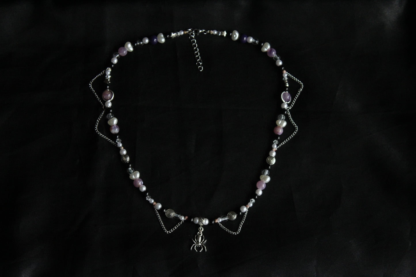 Handmade Purple Spider Chain Beaded Necklace | Waterproof Stainless Steel