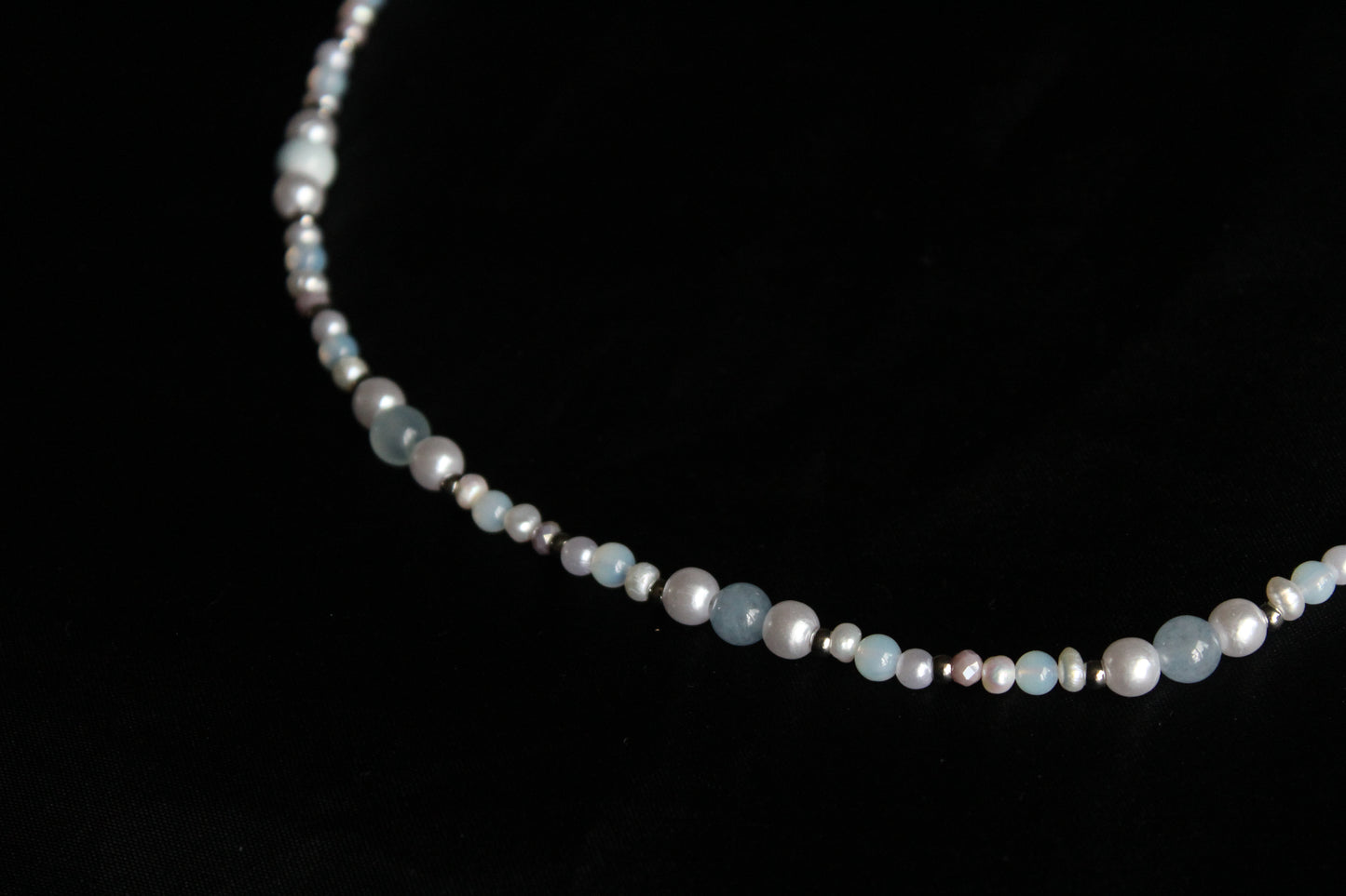 Handmade Aquamarine & Opalite Beaded Necklace | Waterproof Stainless Steel