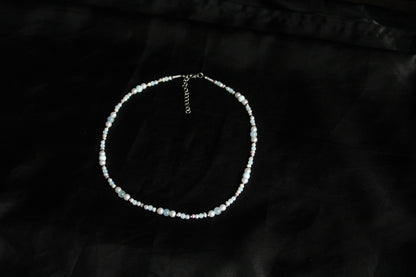 Handmade Aquamarine & Opalite Beaded Necklace | Waterproof Stainless Steel