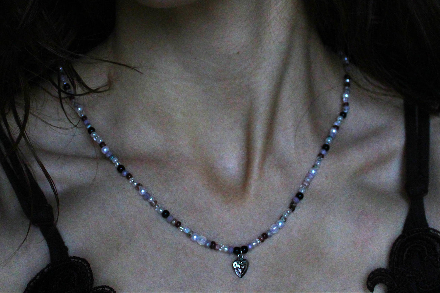Handmade Secret Garden Heart Beaded Necklace | Waterproof Stainless Steel