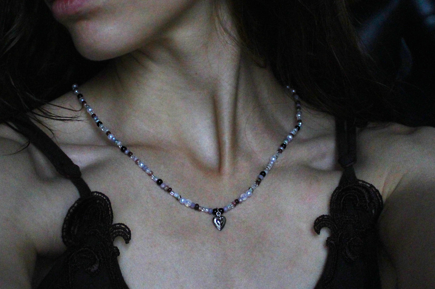 Handmade Secret Garden Heart Beaded Necklace | Waterproof Stainless Steel