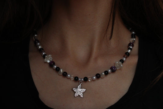 Handmade Midnight Star Beaded Necklace | Waterproof Stainless Steel