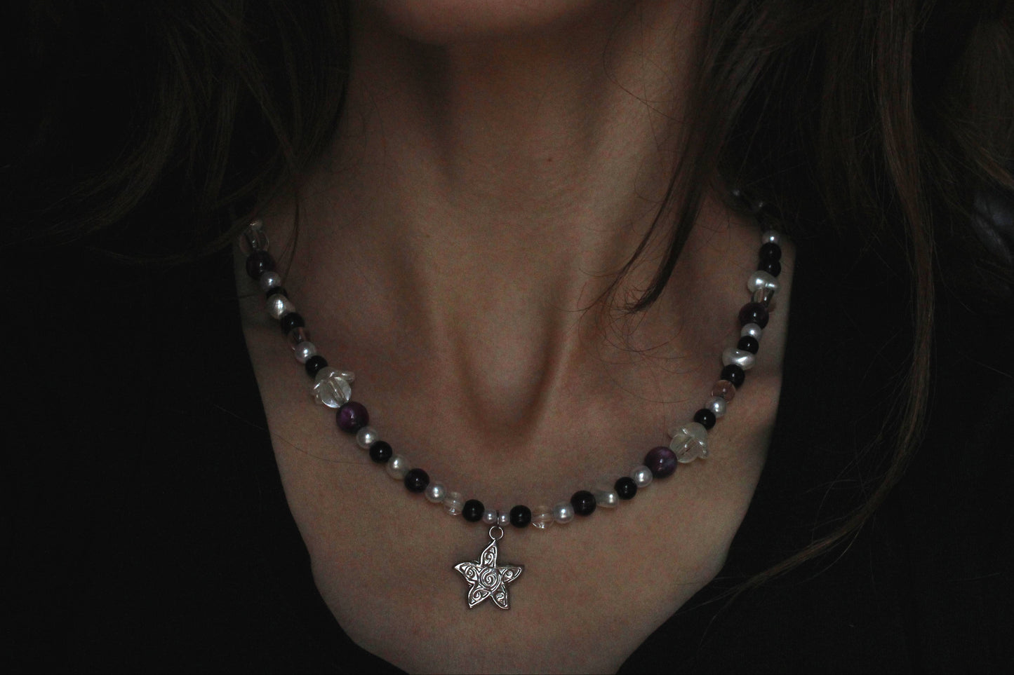 Handmade Midnight Star Beaded Necklace | Waterproof Stainless Steel