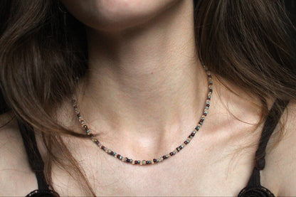 Handmade Sage & Stone Beaded Necklace | Waterproof Stainless Steel