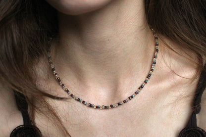 Handmade Sage & Stone Beaded Necklace | Waterproof Stainless Steel