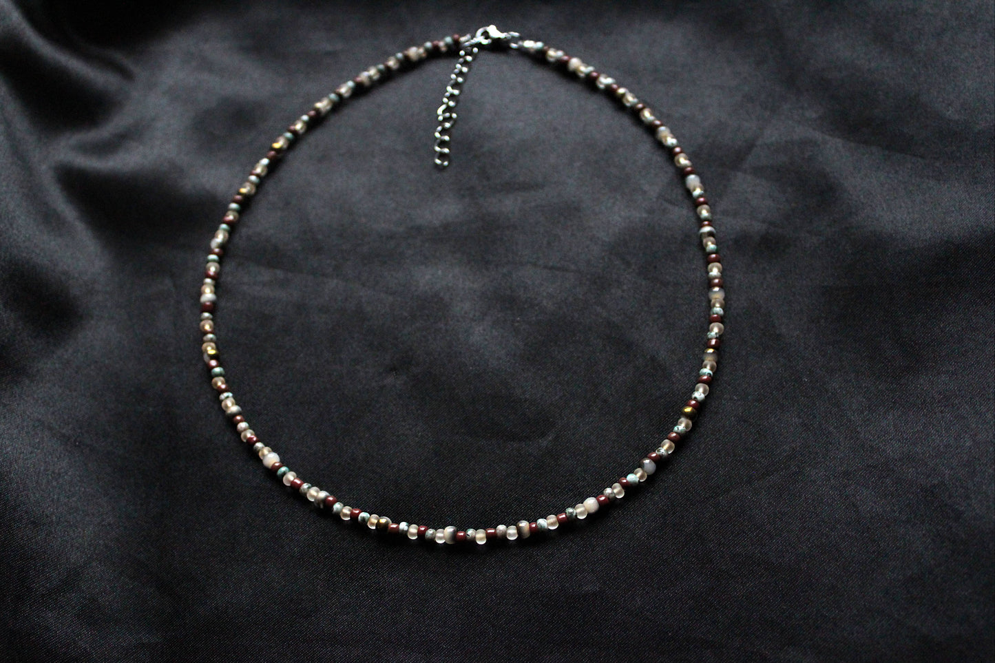 Handmade Sage & Stone Beaded Necklace | Waterproof Stainless Steel