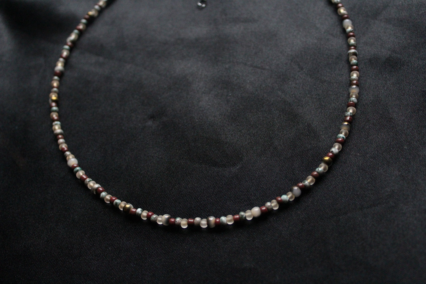 Handmade Sage & Stone Beaded Necklace | Waterproof Stainless Steel