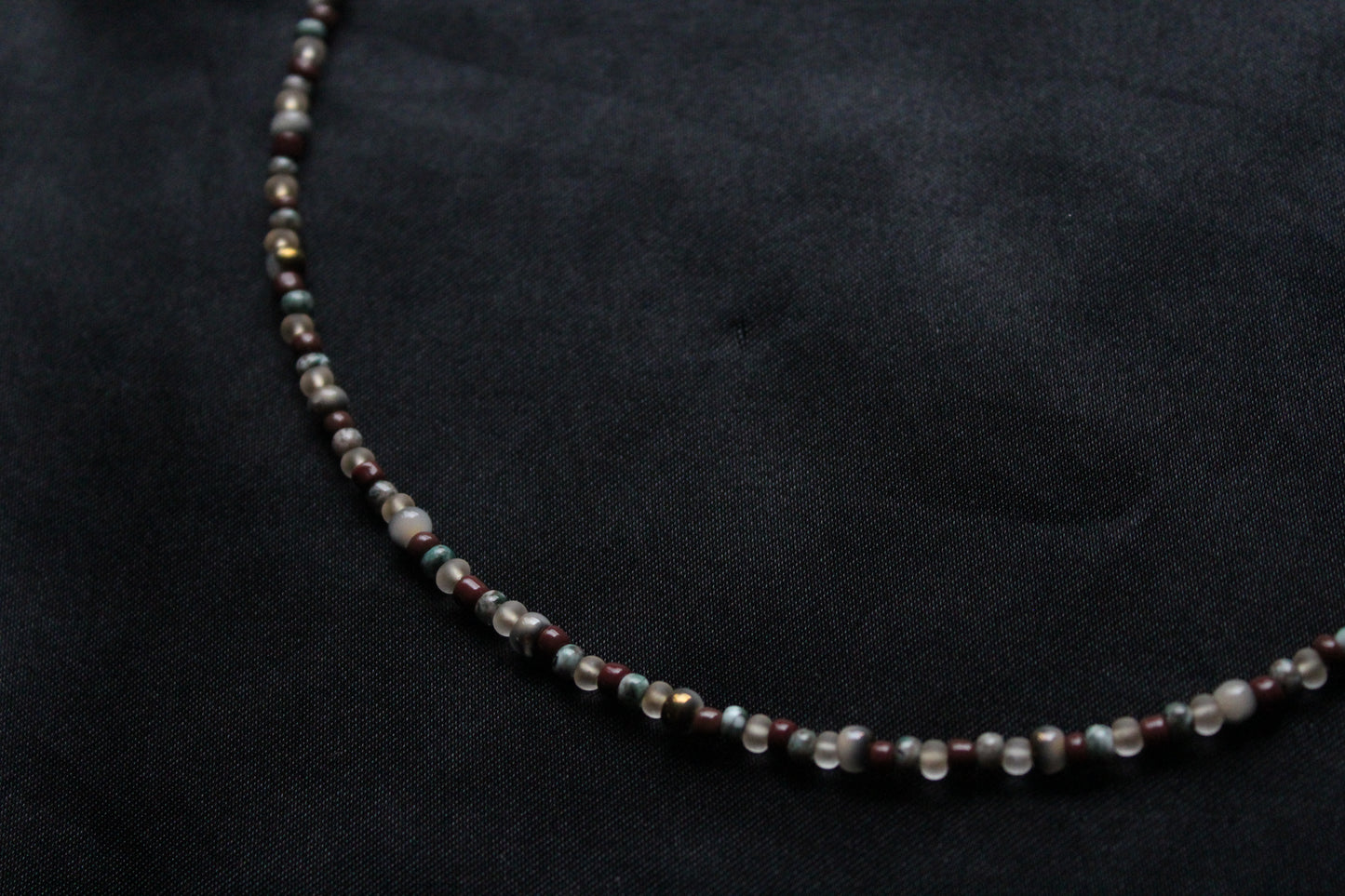 Handmade Sage & Stone Beaded Necklace | Waterproof Stainless Steel