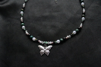 Handmade Forest Butterfly Beaded Necklace | Waterproof Stainless Steel