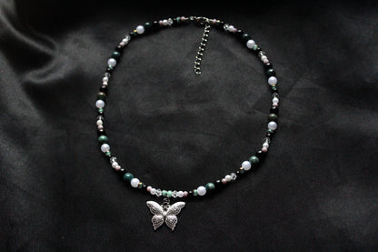 Handmade Forest Butterfly Beaded Necklace | Waterproof Stainless Steel