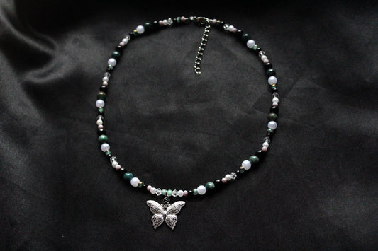 Handmade Forest Butterfly Beaded Necklace | Waterproof Stainless Steel
