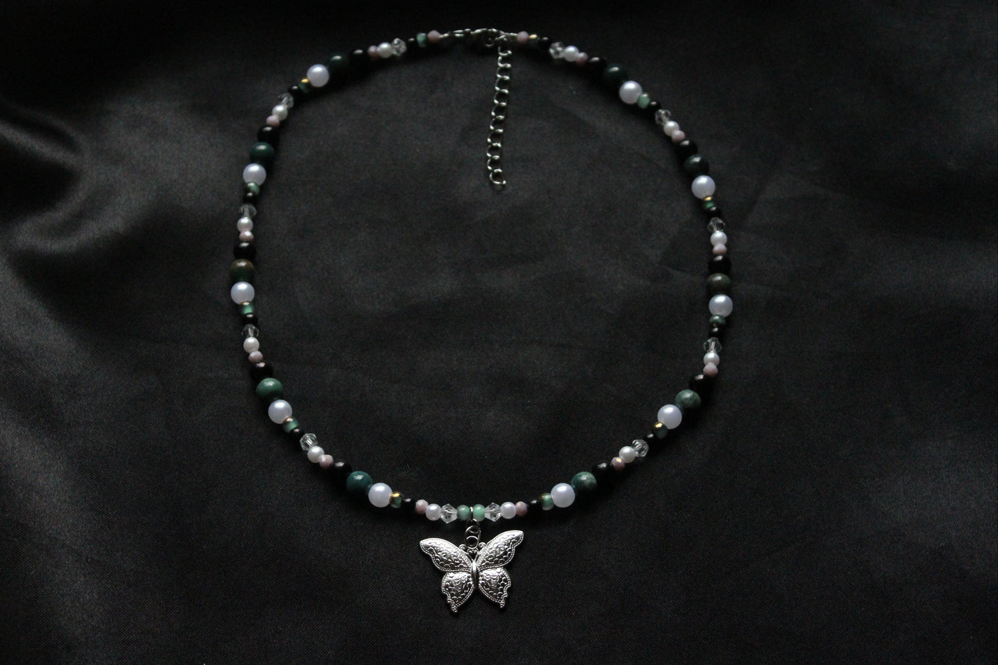 Handmade Forest Butterfly Beaded Necklace | Waterproof Stainless Steel