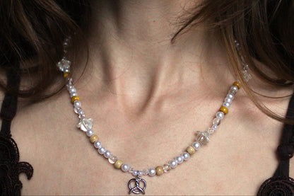Handmade Buttercream Pretzel Beaded Necklace | Waterproof Stainless Steel
